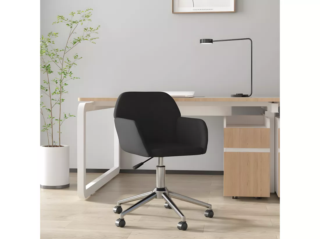 Chaise pivotante de bureau Noir Tissu