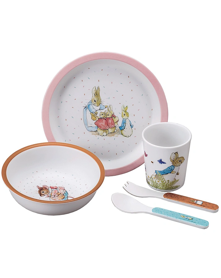 Melamin-Geschirrset PETER HASE 5-teilig in rosa