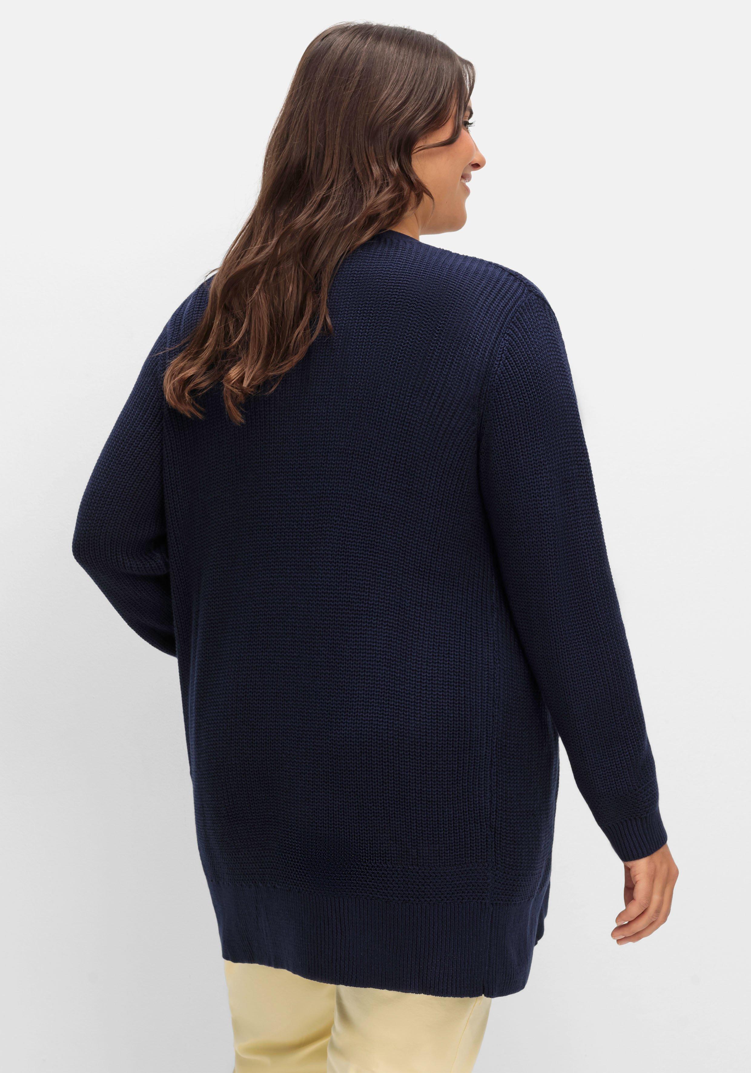 Lange Strickjacke in Grobstrick-Optik, offene Form