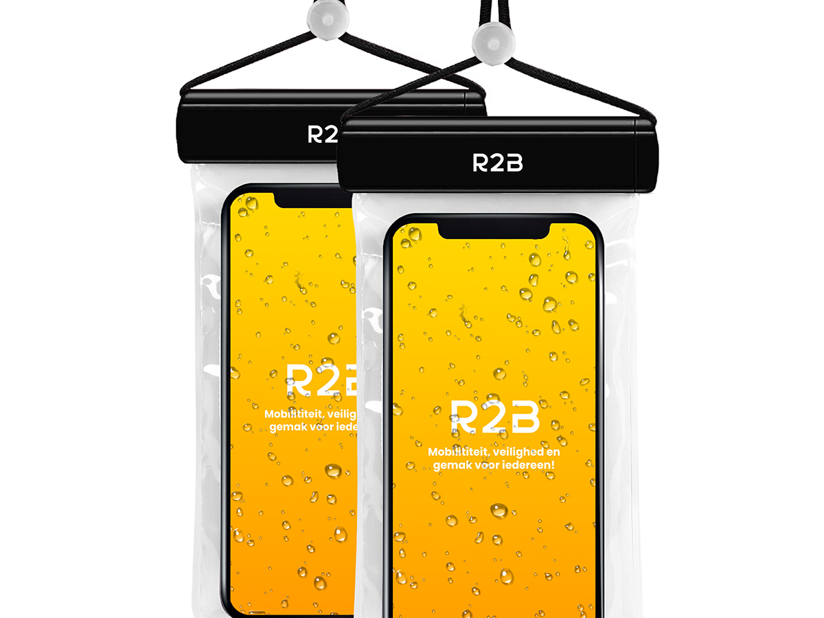 R2B waterdicht telefoonhoesje met koord - 2 stuks