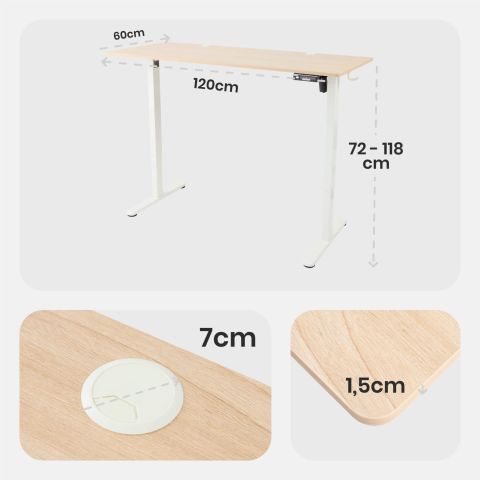 Höhenverstellbarer Schreibtisch 120 x 60 cm