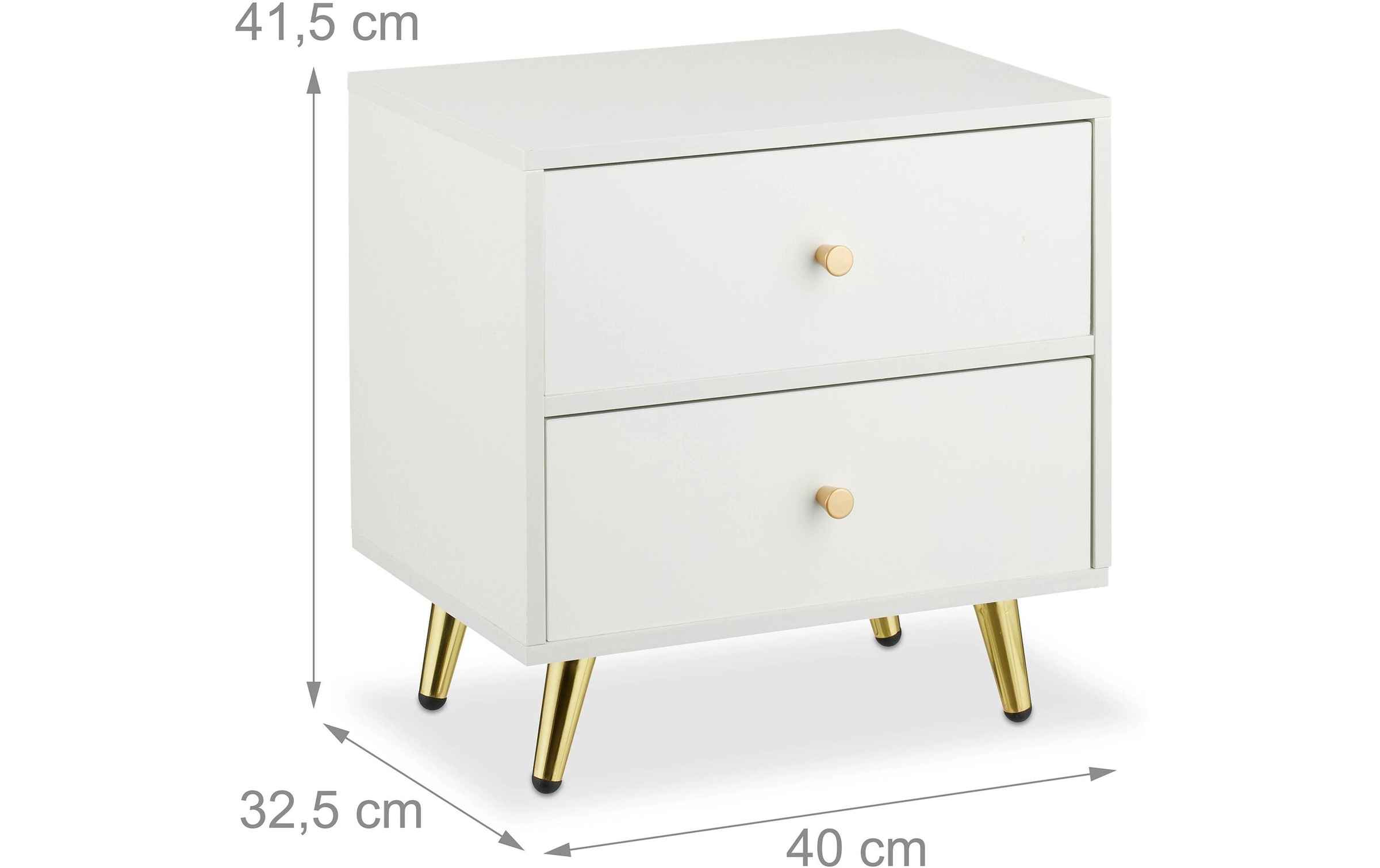 relaxdays Nachttisch »41.5 x 40 x 32.5 cm« Bettschränkchen mit goldenen Beinen