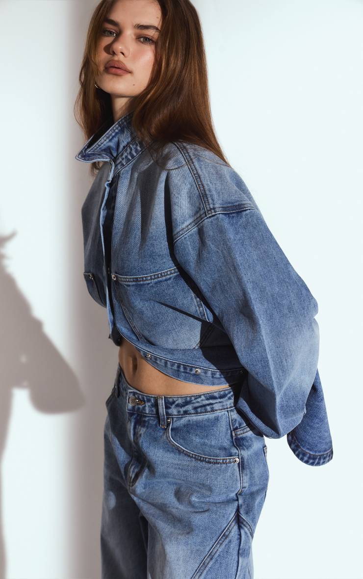 Mid Blue Wash Chemise En Jean Oversize
