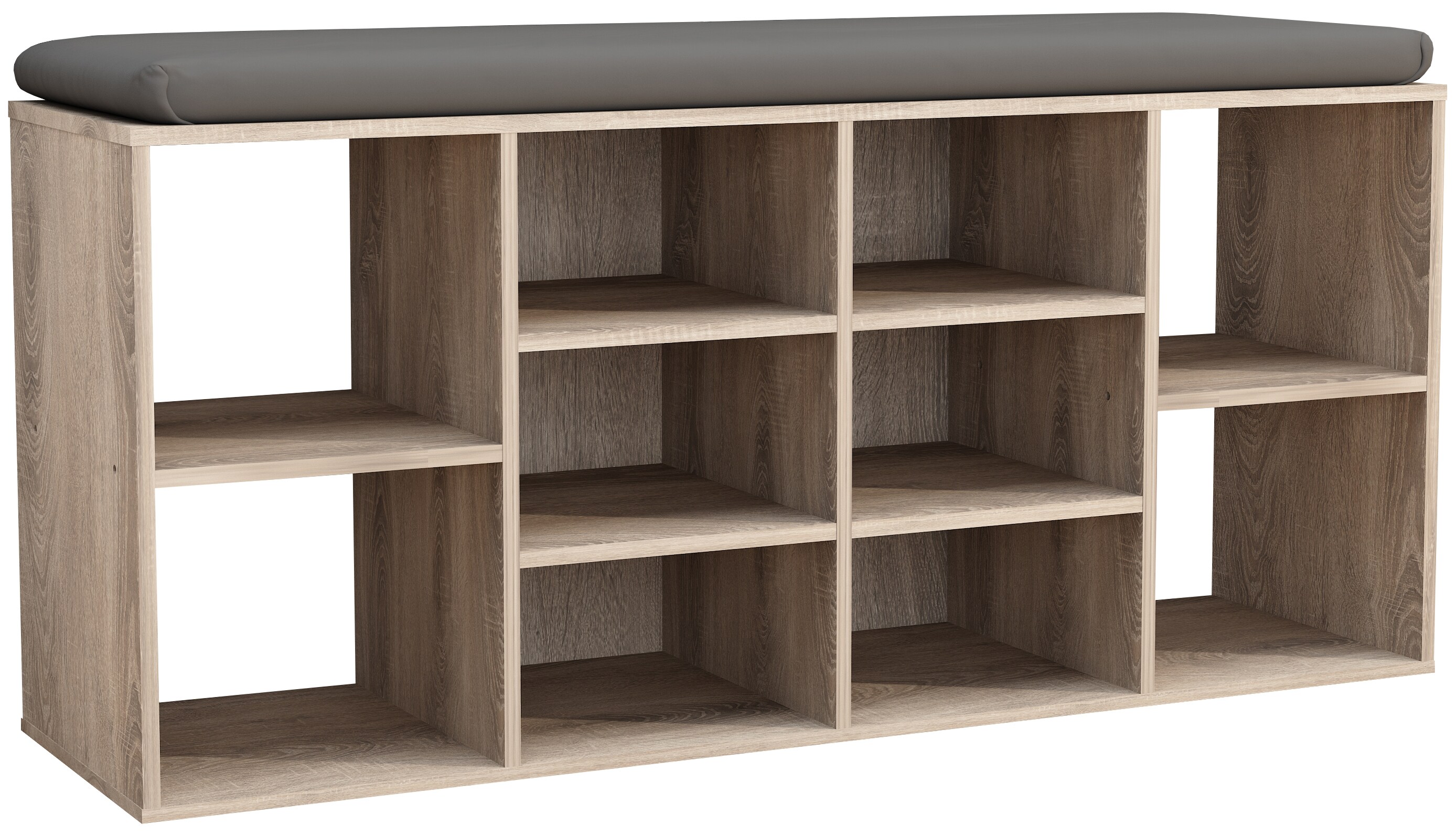 VCM Holz Sitzbank Schuhschrank Schuhregal Schuhkommode Sitzkommode 10 Fächer Hinsol S