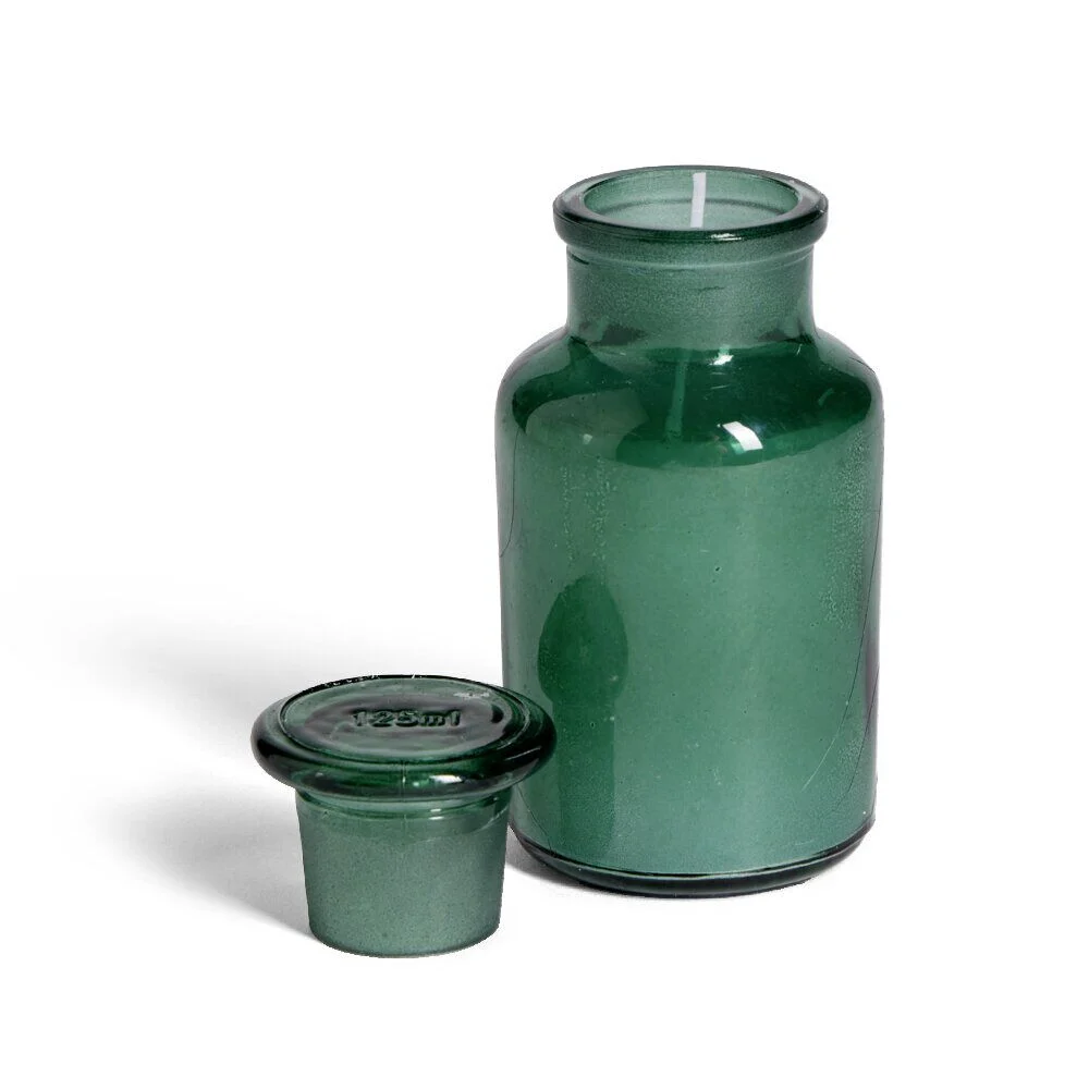 Bougie forme vase verre coloré Ø5,5xH11,5cm