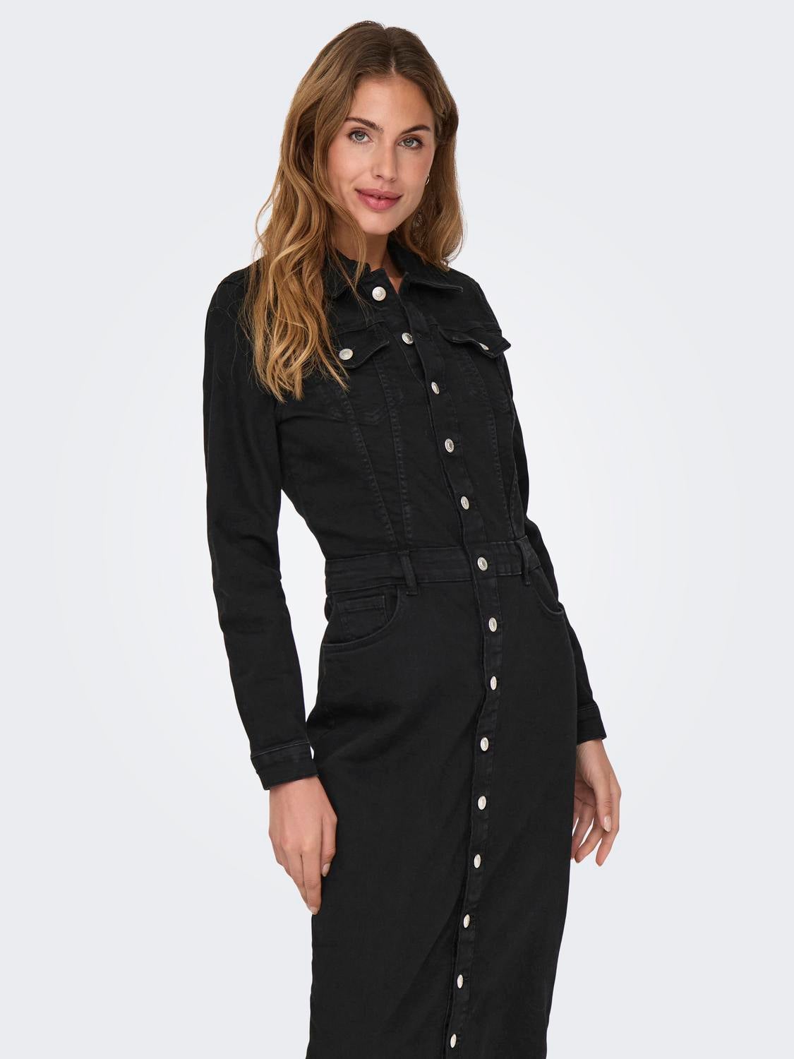ONLELLEN Langes Kleid Washed Black