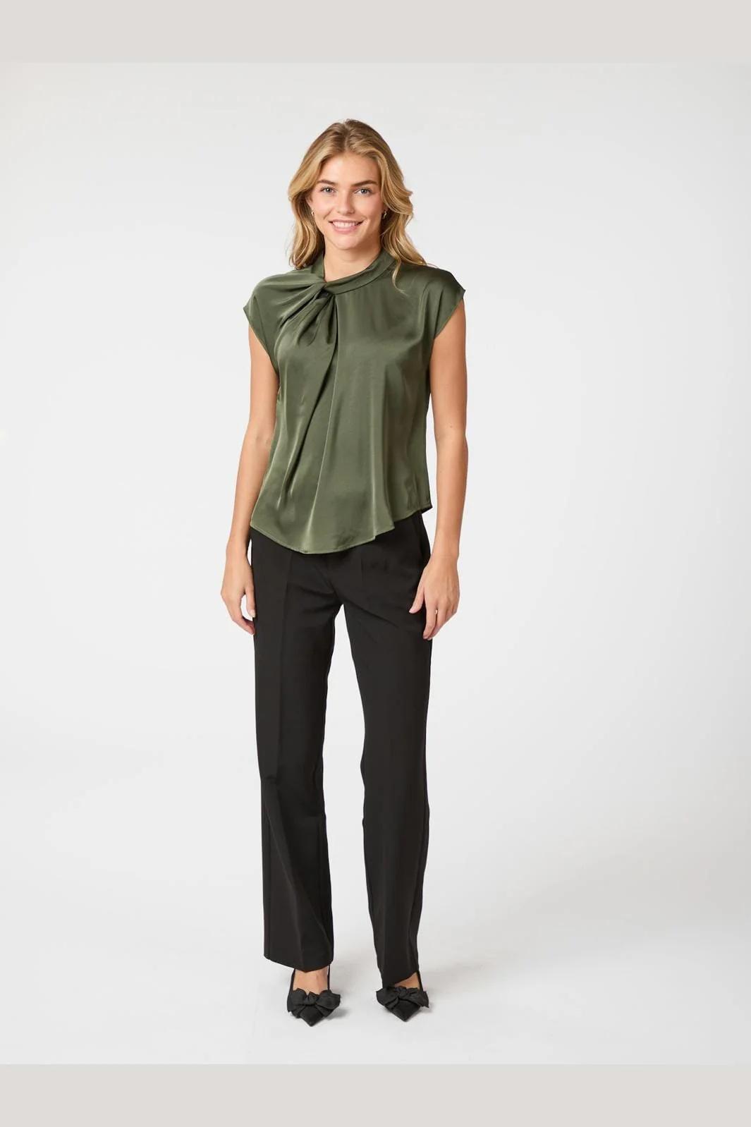 Neo Noir Fleur Drapy Satin Blouse 160990
