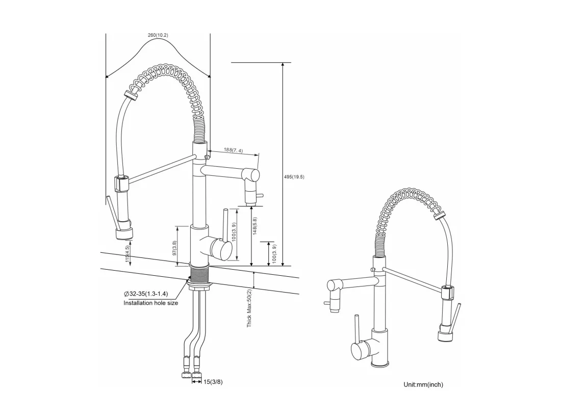 Mitigeur de Cuisine Chromé, Douchette Extractible à Deux Jets Robinet Cuisine Bec Haut Flexible Robinet d'évier en Laitone,Eau Froide/Chaude