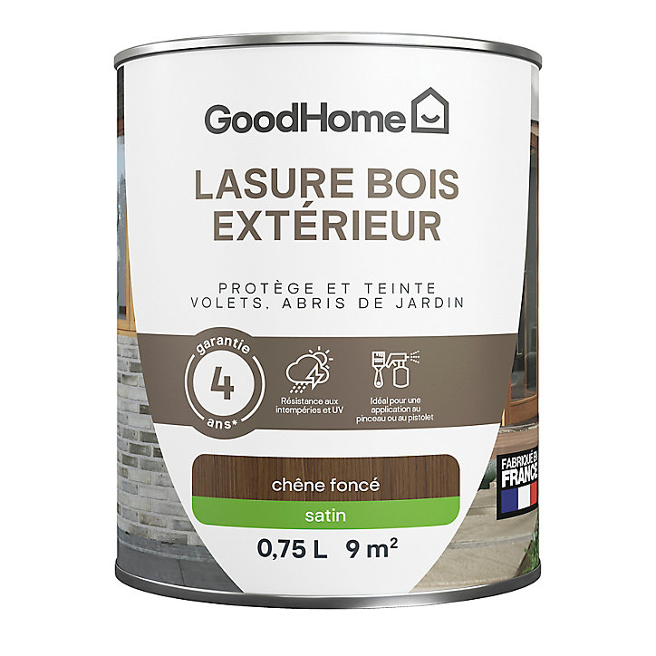 Lasure extérieure chêne foncé satin 4 ans GoodHome 750ml