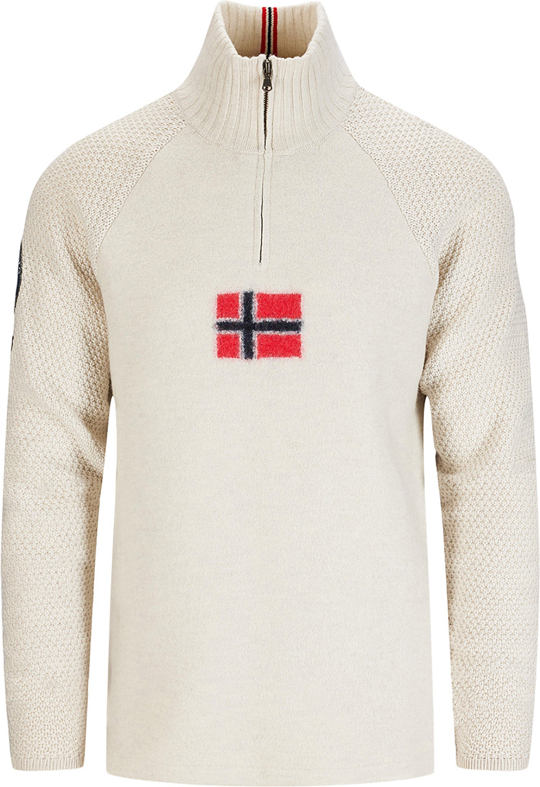 Boiled Ski Sweater w/Flag Herre 600/Oatmeal/Norge