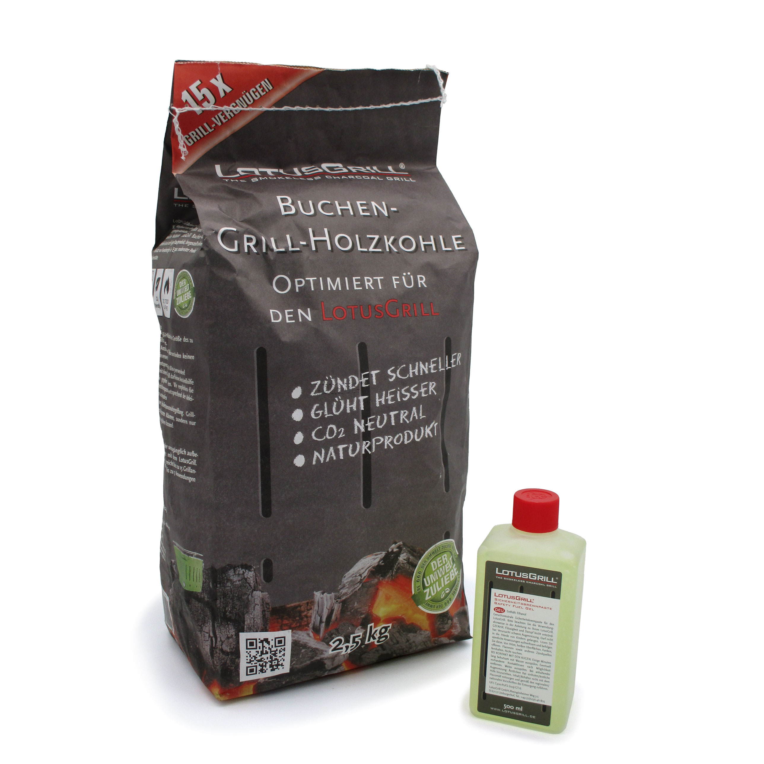 Holzkohle 2,5kg   Brennpaste 500ml