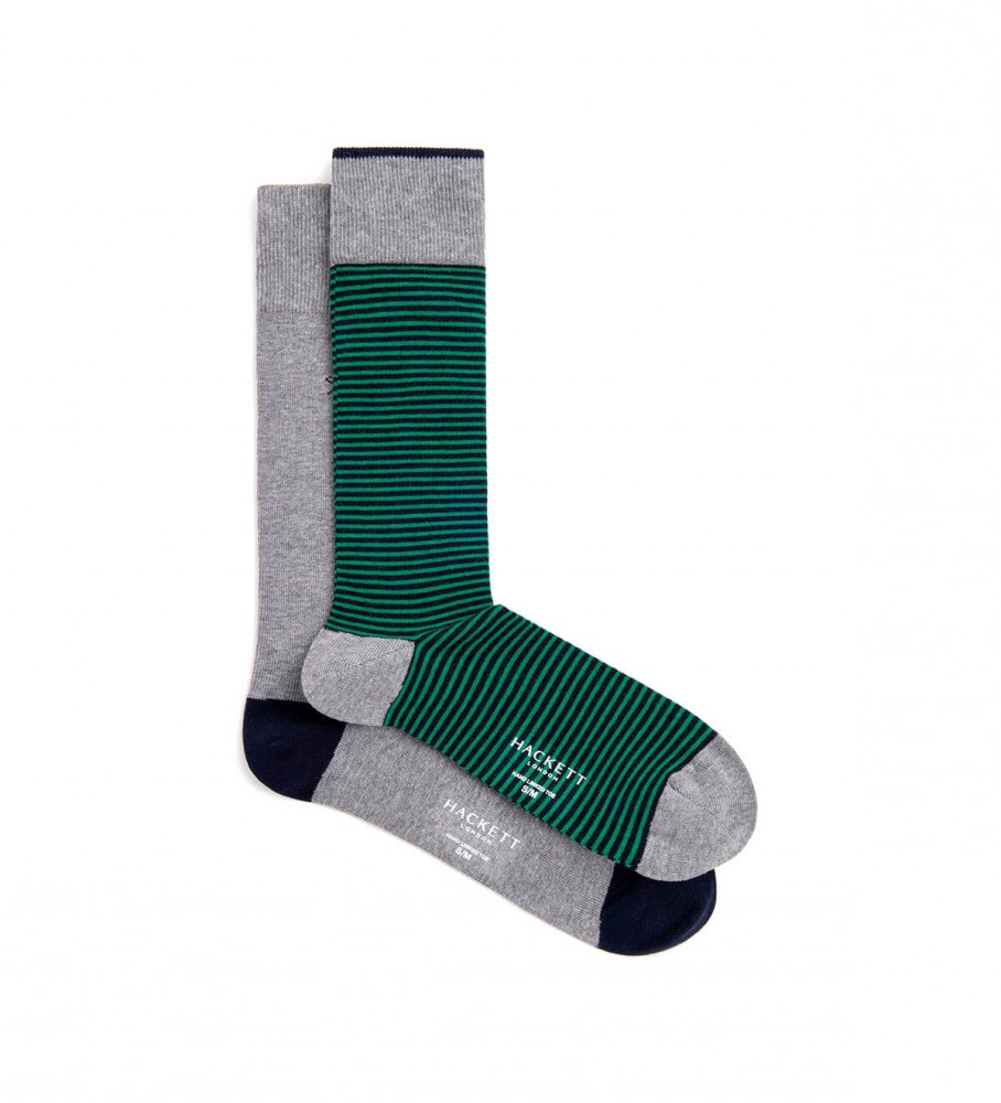 Pacote com 2 pares de meias listradas verdes da Hackett