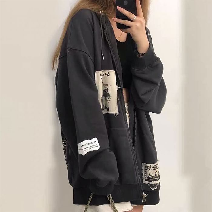 Giajordi - Applicatie Hoodie met Rits
