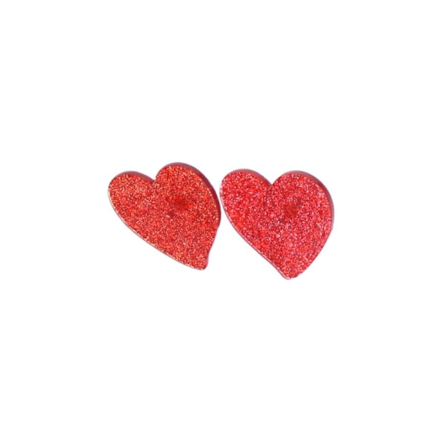 Boucles d'oreilles cœur rouge paillettes Roodoudou