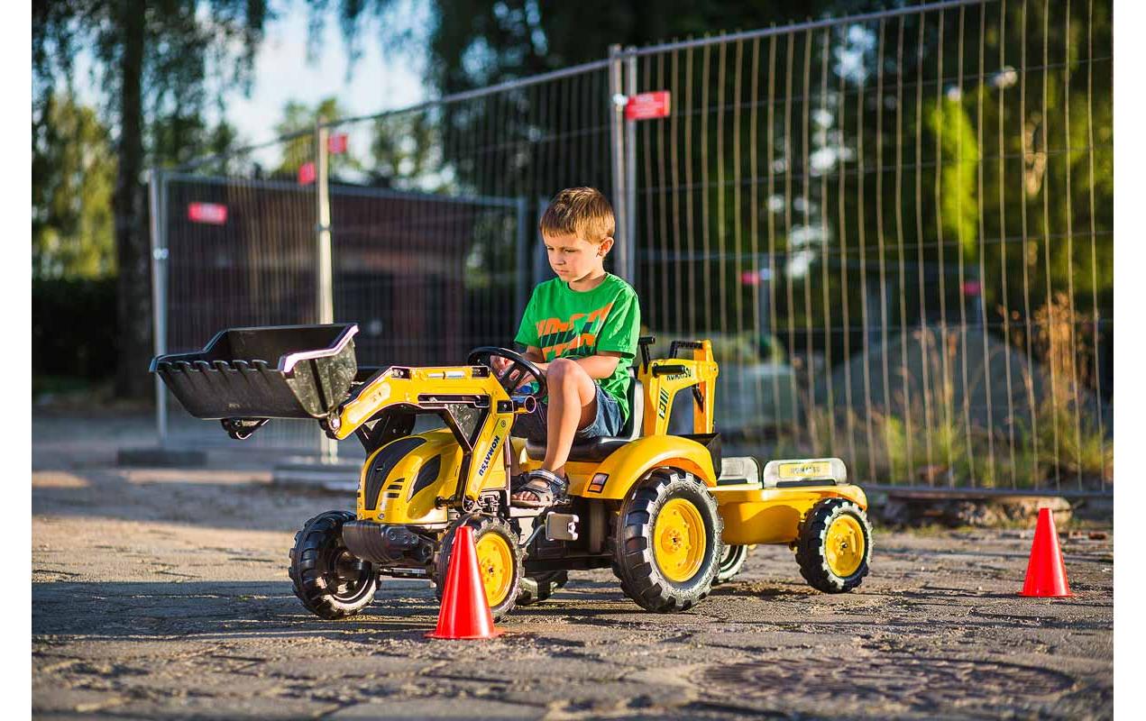 Komatsu Traktor + Anh. XXL<br>Baggerlader mit Bagger, drehbarem Sattel und Anhänger