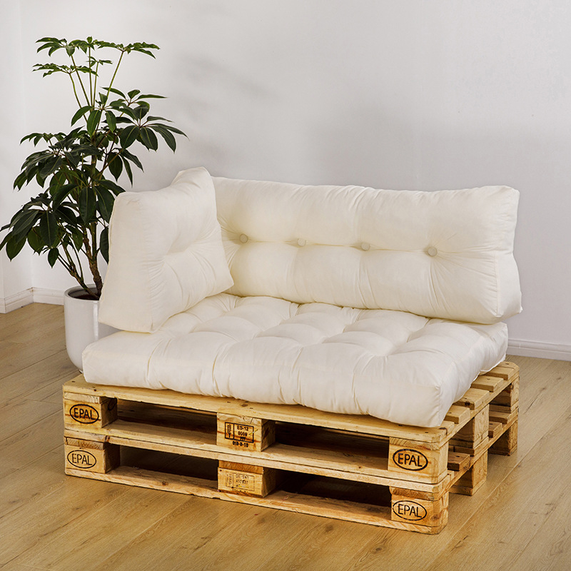 (120x80x12cm) Paletten Kissen Gepolsterte Lounge Sitzauflage mit Rückenlehne - Beige
