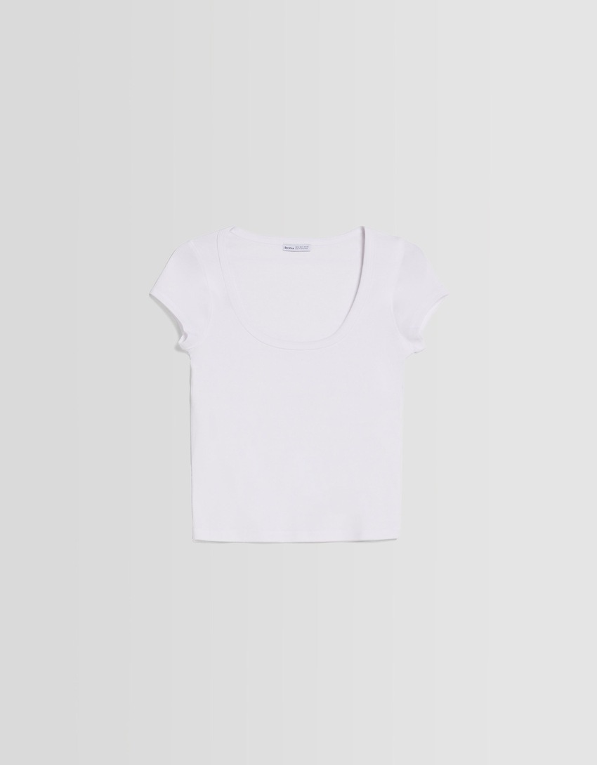 Camiseta de manga curta com gola redonda