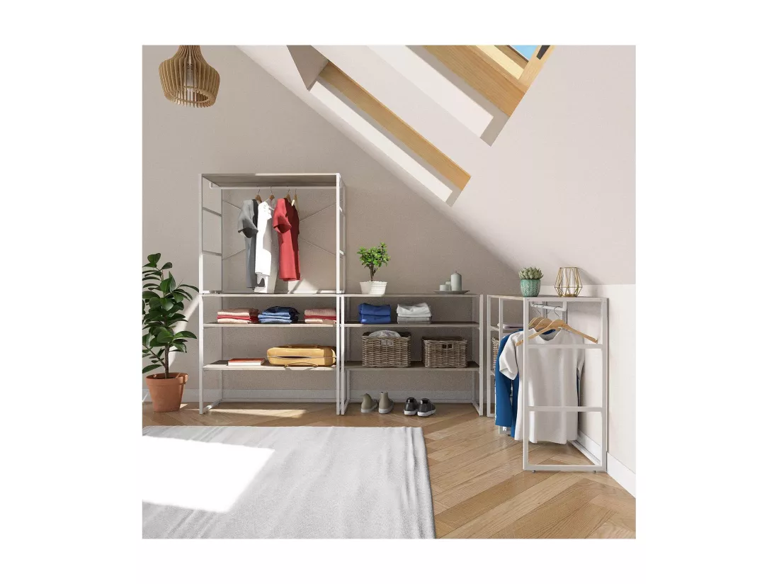 Portants vêtements sous combles modulables - Lot de 4