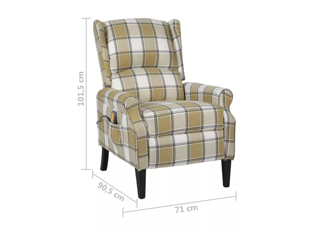 Fauteuil de massage inclinable Vert Tissu