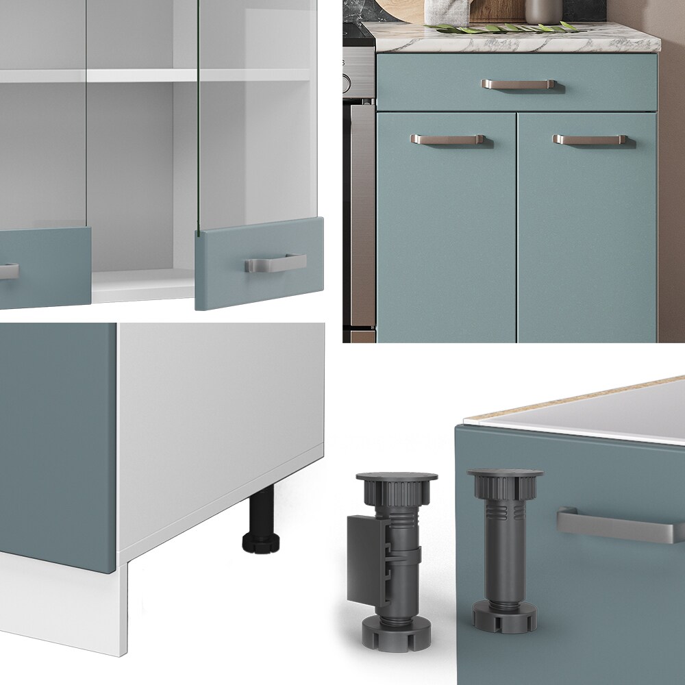 Vicco Küchenzeile R-Line Solid Weiß Blau Grau 200 cm modern Küchenschränke Küchenmöbel