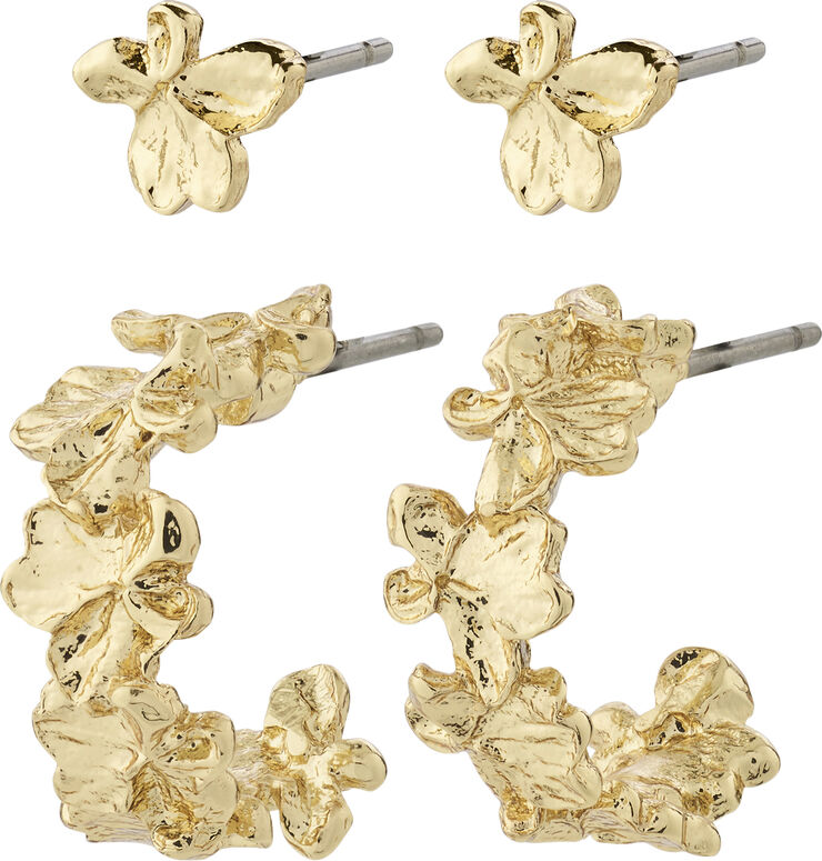 Pilgrim ZHURI recycled earrings 2-in-1 set gold-plated Guld