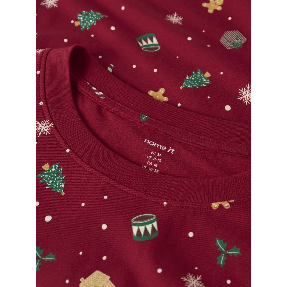 Køb Name It Jule Nattøj sæt Voksen Jester Red Xmas AOP