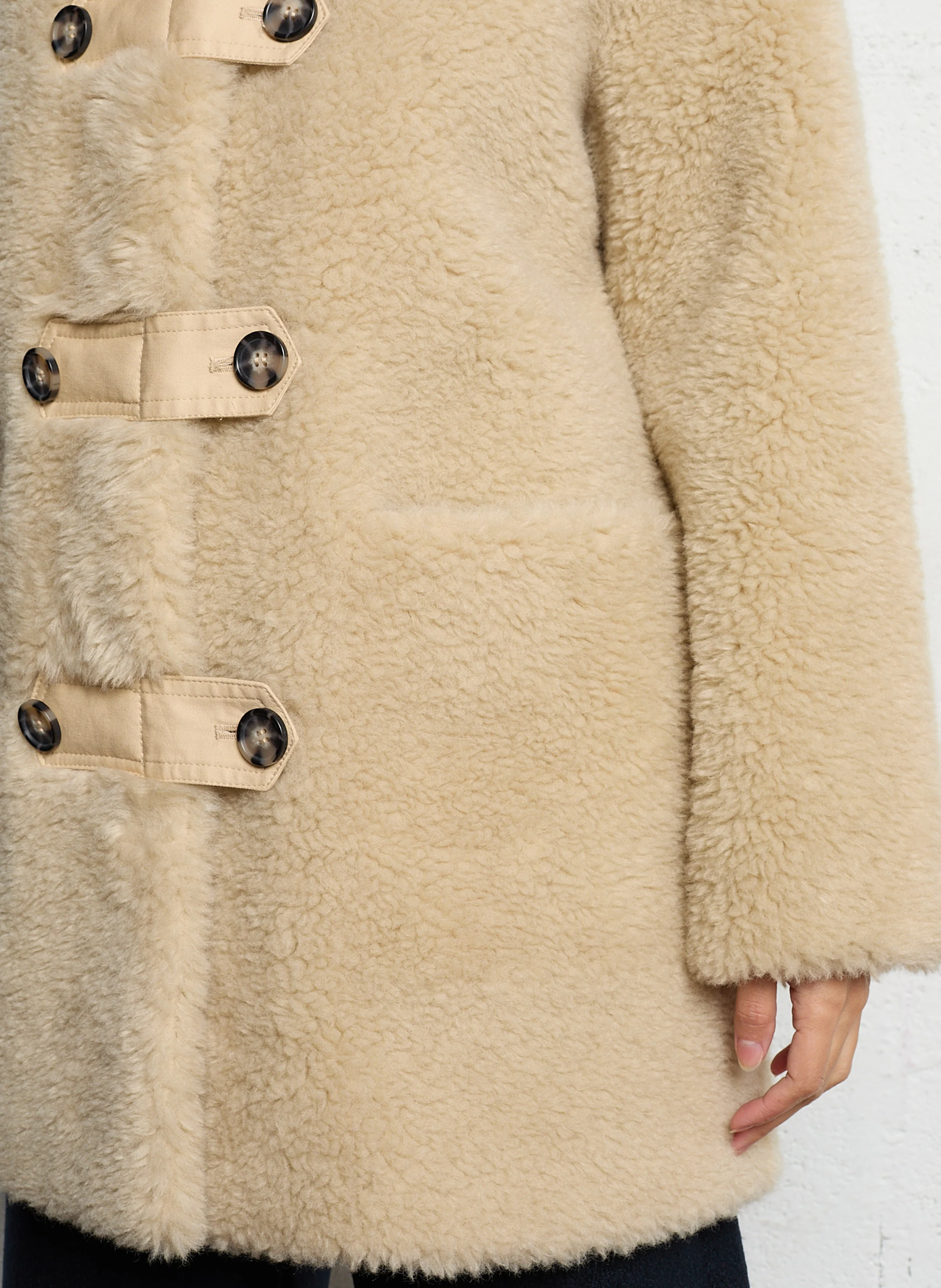 VIGGO - Manteau col capuche effet fourrure | Blanc