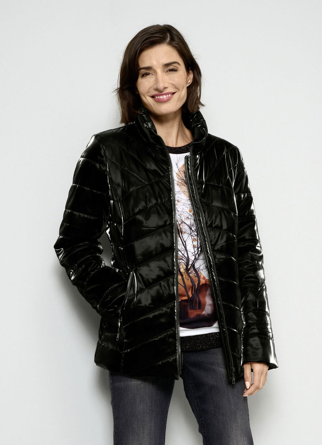 Steppjacke in Metallic-Optik