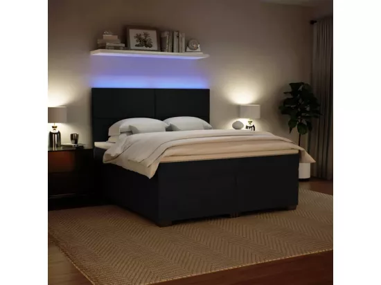 Sommier à lattes de lit avec matelas Noir 180x200 cm Velours