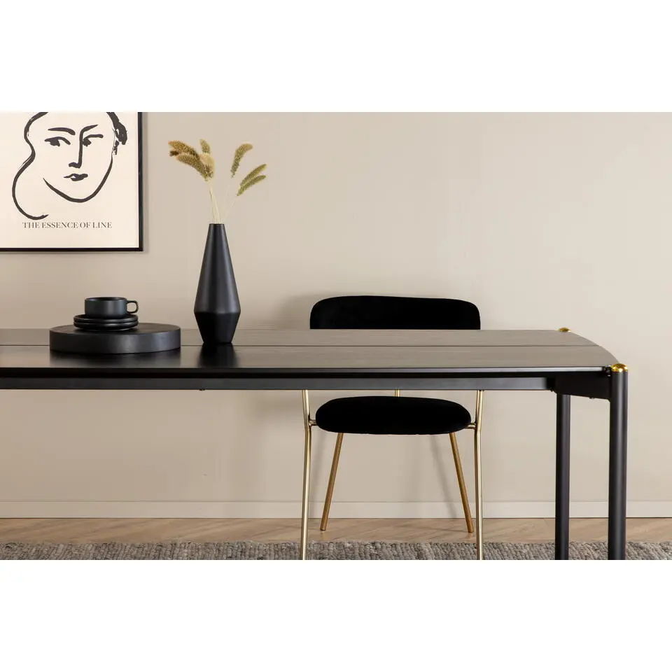 Eettafel Zwart Hout - 190x90x75cm - Pelle