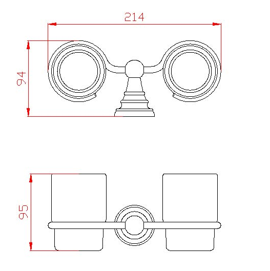 Sapho Diamond dubbele glashouder chroom