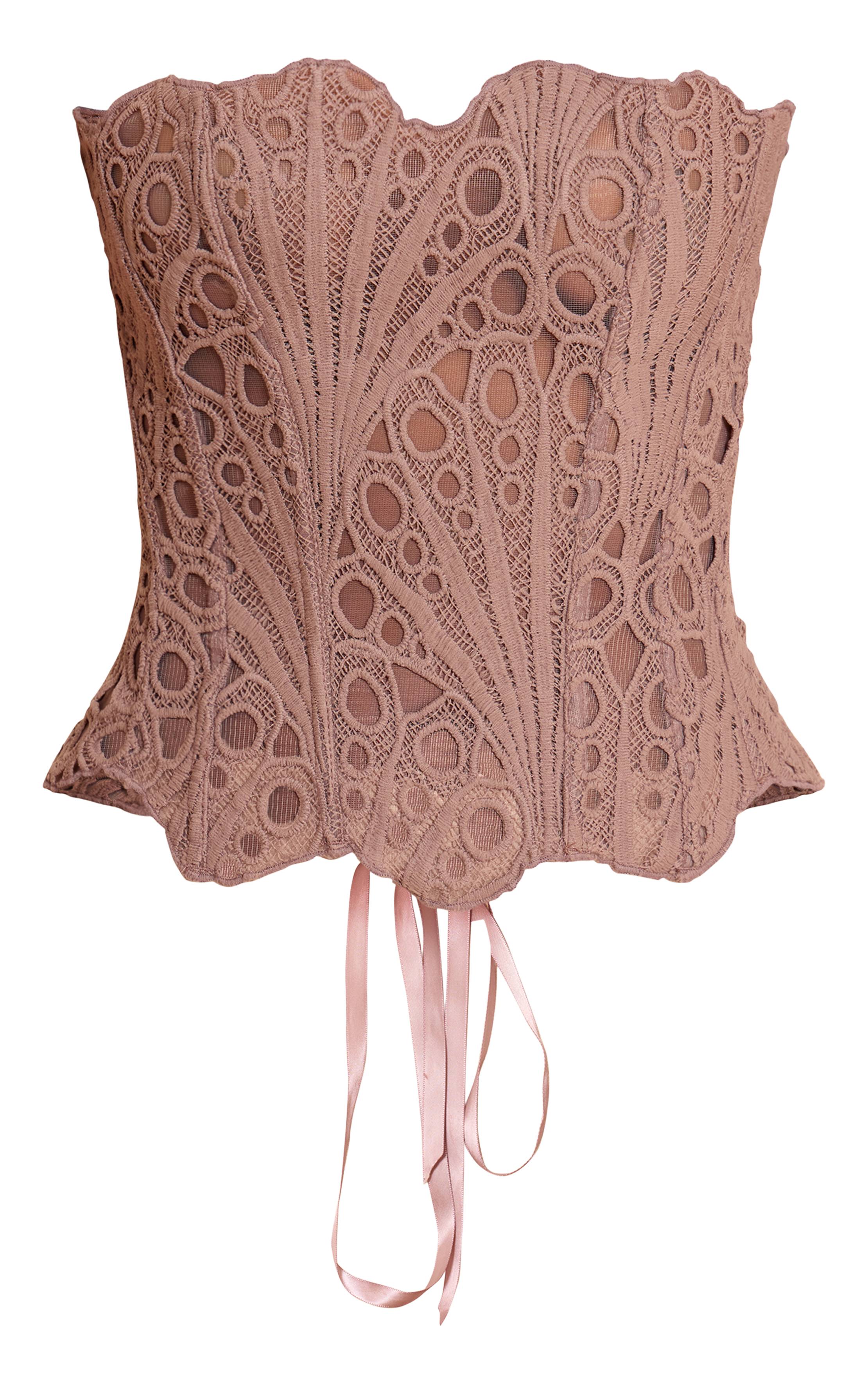 Champignon Corset En Dentelle Florale Transparente Texturée