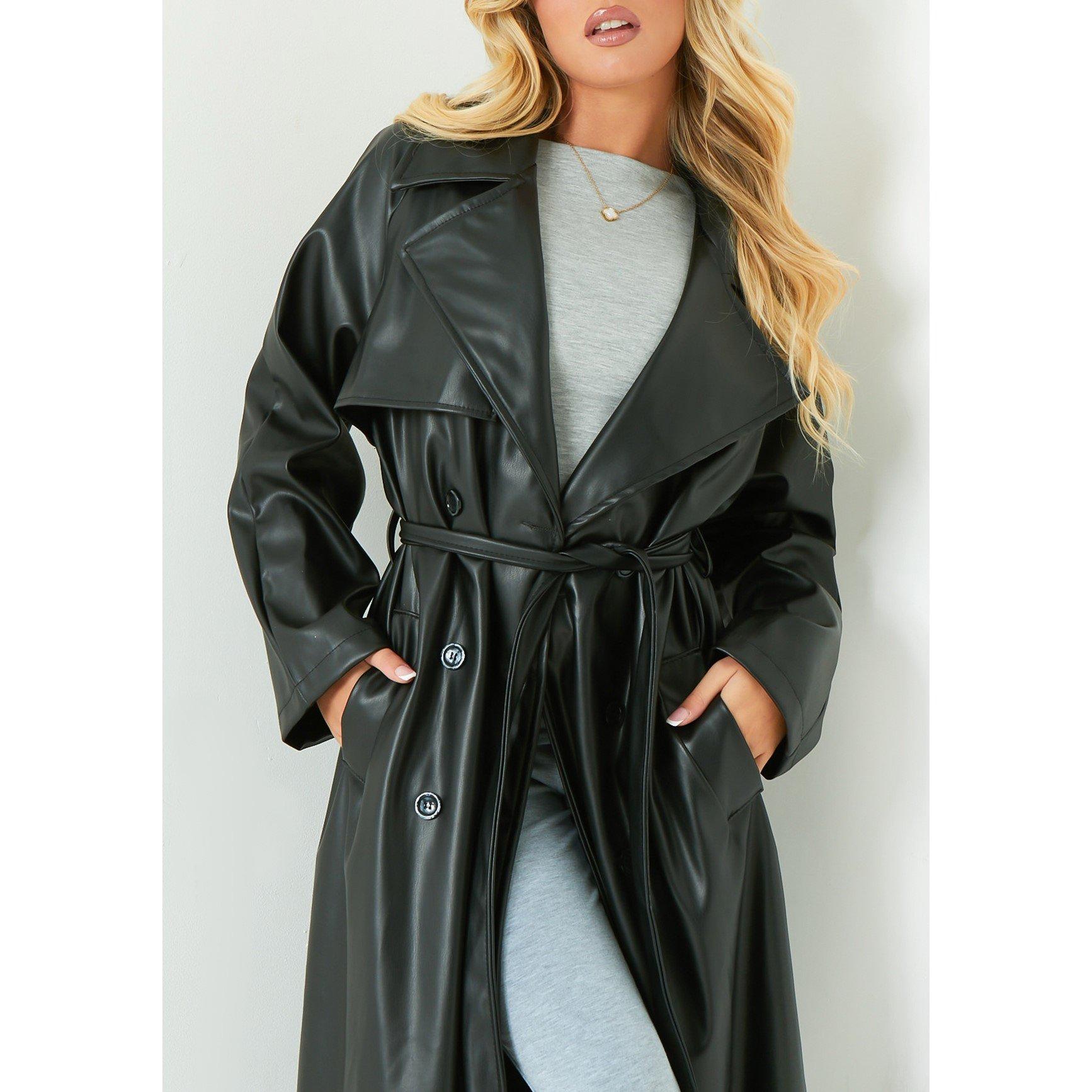 Missy Empire Leather Trench Coat