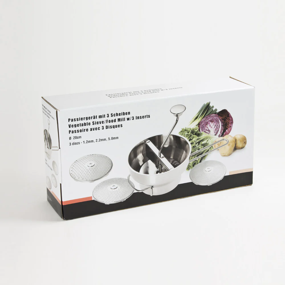 Moulin à légumes avec 3 disques en inox Weis