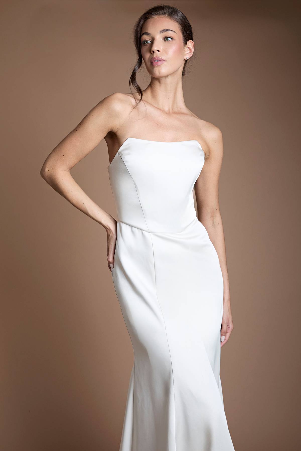 Coast Robe De Mariée Sirène En Satin Structuré À Bustier Avec Traîne