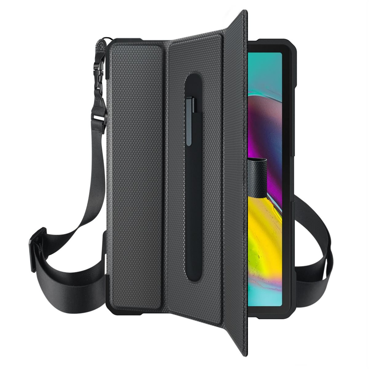 Samsung Galaxy Tab S5e Smart Cover Hülle Storm 1000m Stylus S-Pen Halterung   Schultergurt (EGSR00122) - Schwarz