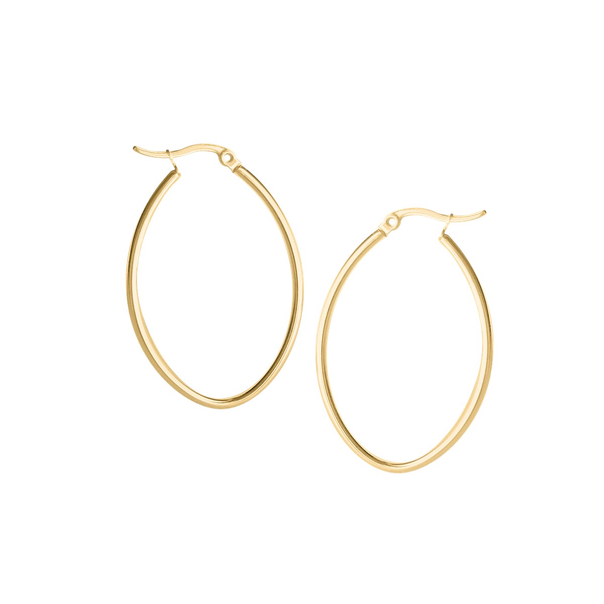 Boucles d'oreilles créoles ovale acier plaqué jaune 3 cm