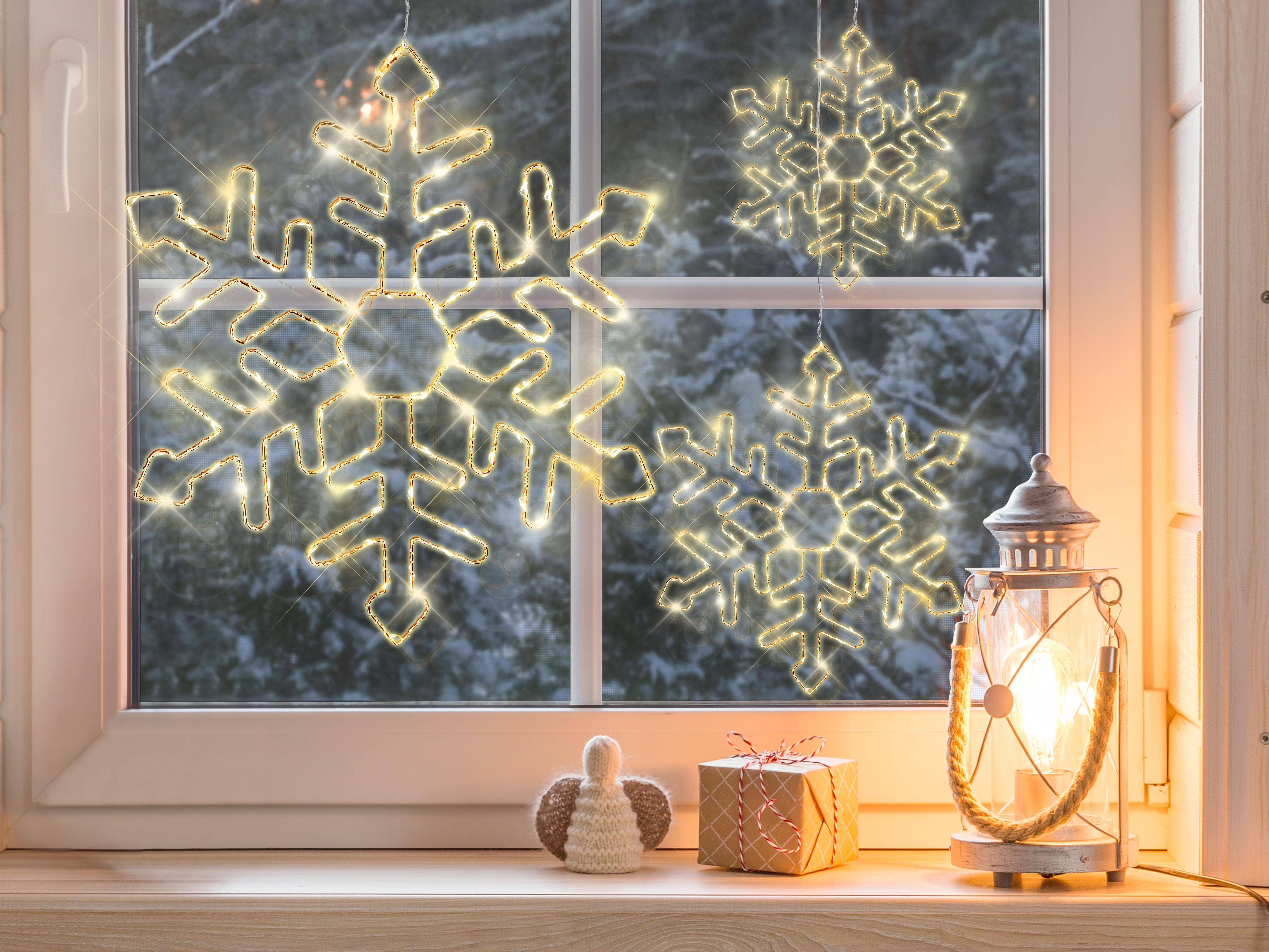 Hangende buitendecoratie LED LOHELA Sneeuwvlok 30/39/50 cm Zilver