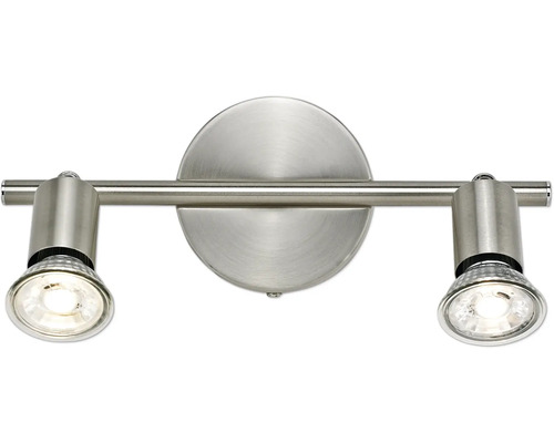 Plafondspot 2-lamps L 27,5 cm satijn/nikkel