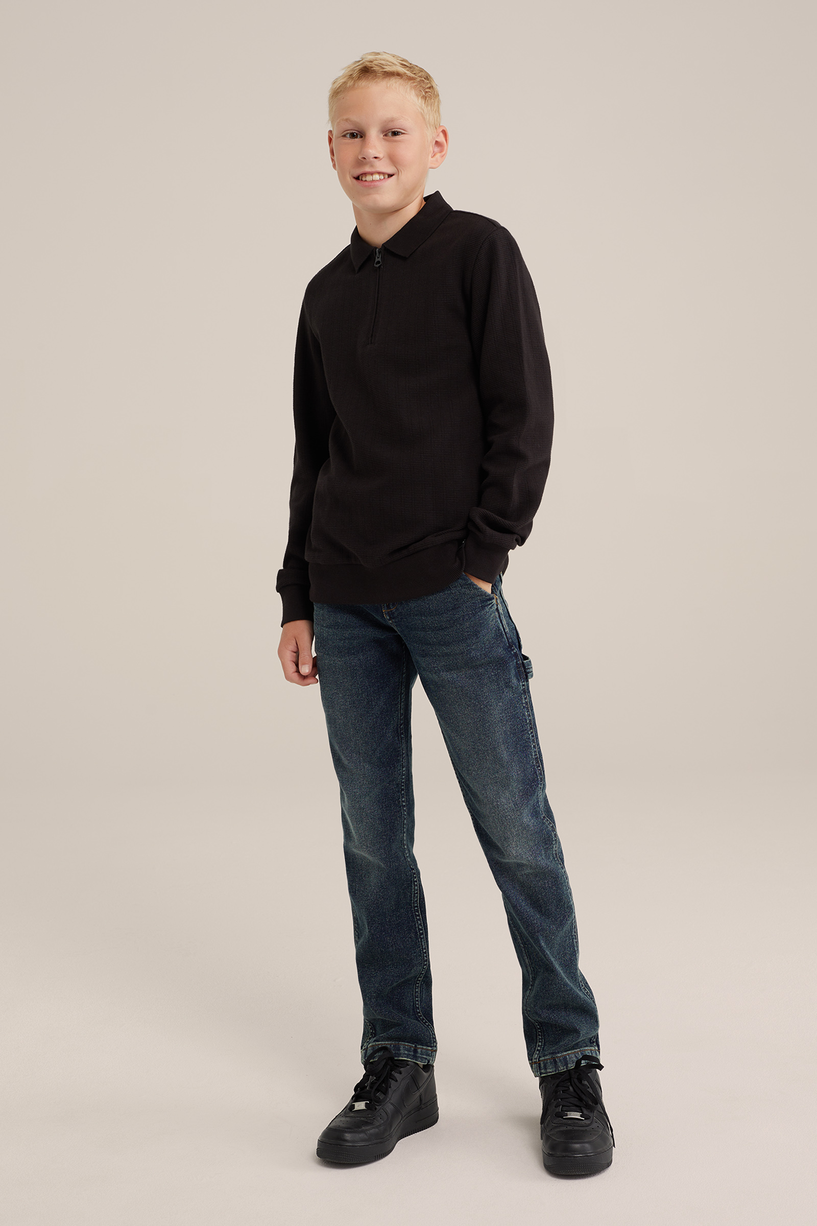 Jongens sweater met polokraag Blue Ridge Zwart