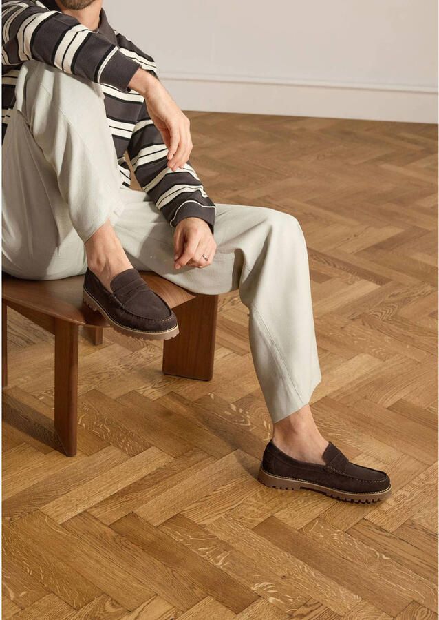 Manfield Heren Bruine suède loafers