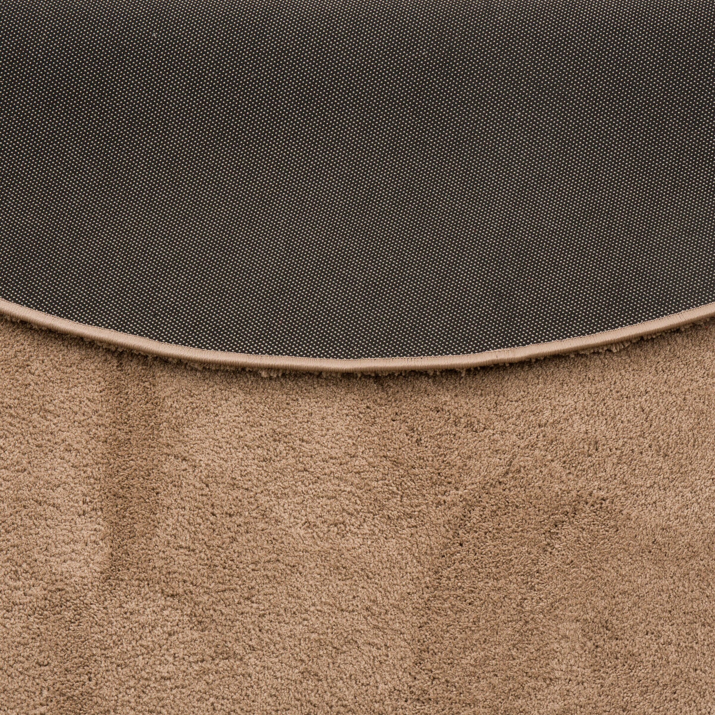Pergamon Super Soft Kinder Hochflor Teppich Silky Kids Rund Taupe - 160x160 cm