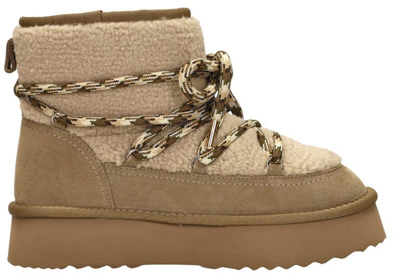 Shoecolate Enkellaarsjes Plat taupe