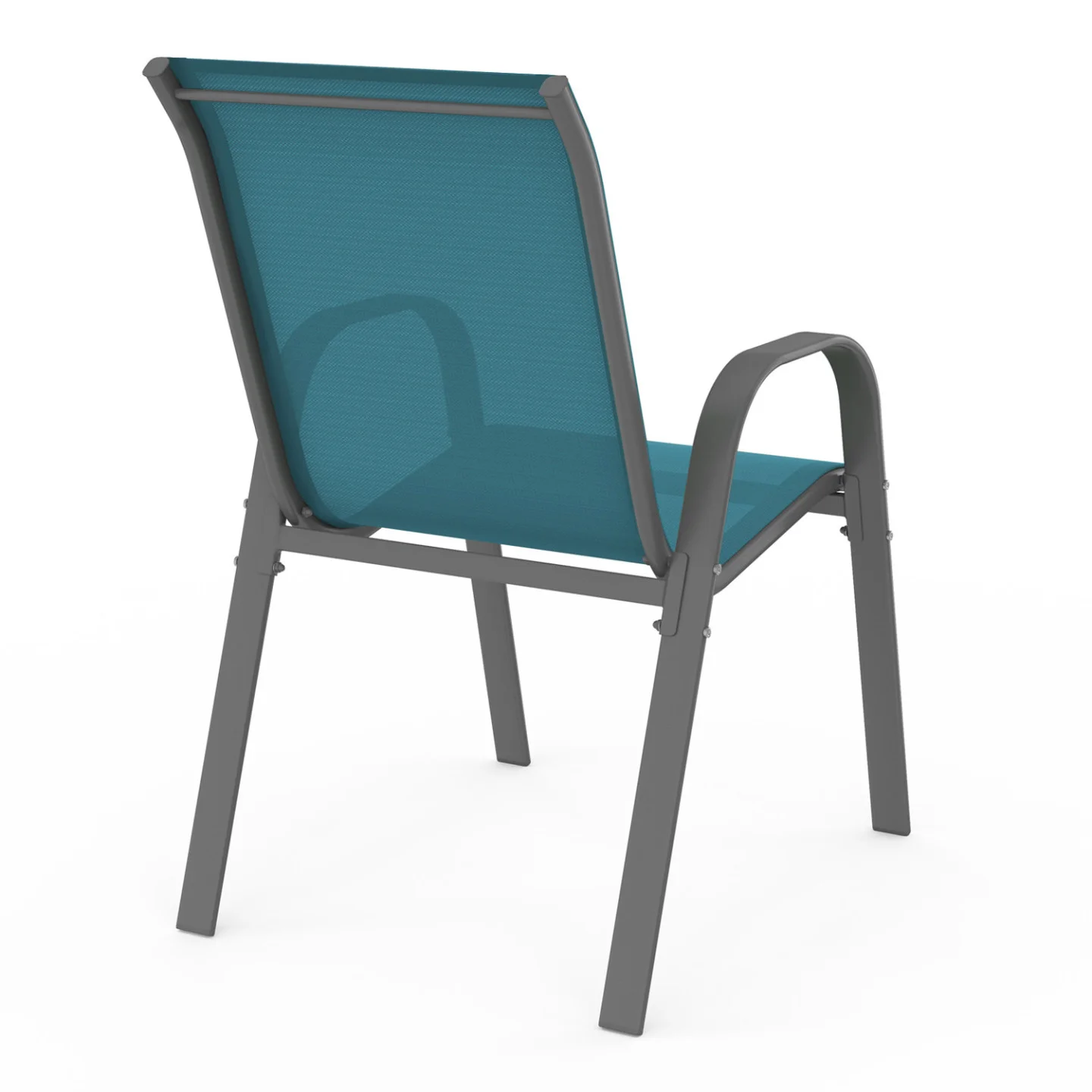 Lot de 4 chaises de jardin LYMA métal et textilène empilables mix color gris, noir et bleu