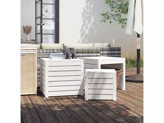 Prolenta Premium - Ensemble de boîtes de jardin 3 pcs blanc bois de pin massif