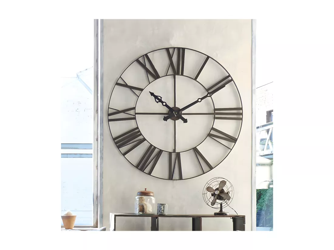 Pendule murale Vintage en métal Marron D 70 cm