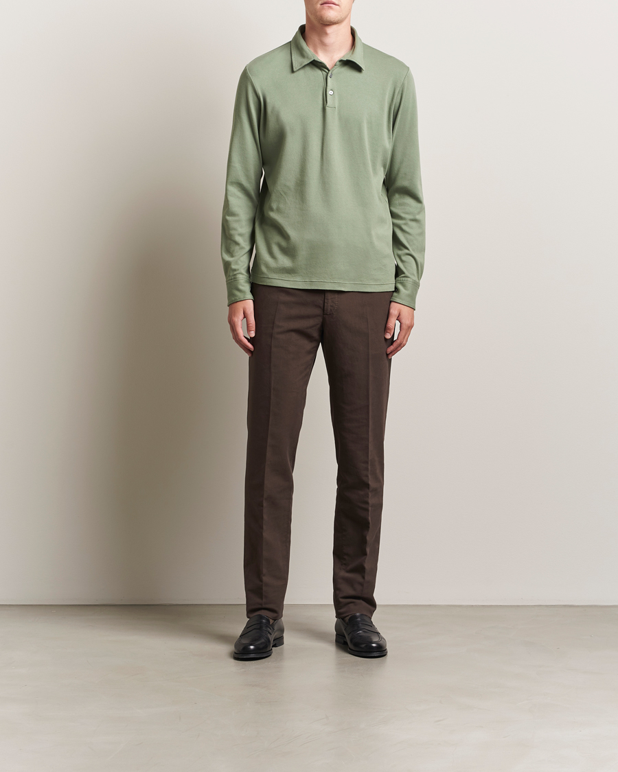 Zanone Heavy Jersey Long Sleeve Polo Sage