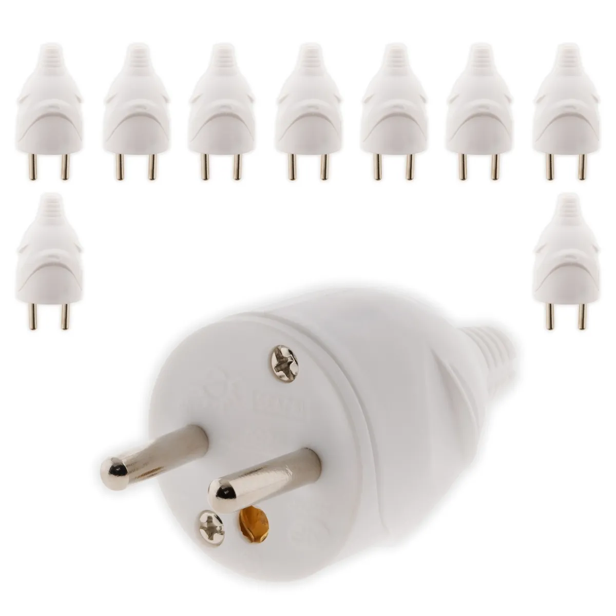 Zenitech Fiche mâle 2P+T 16A - Lot de 10 - Blanc