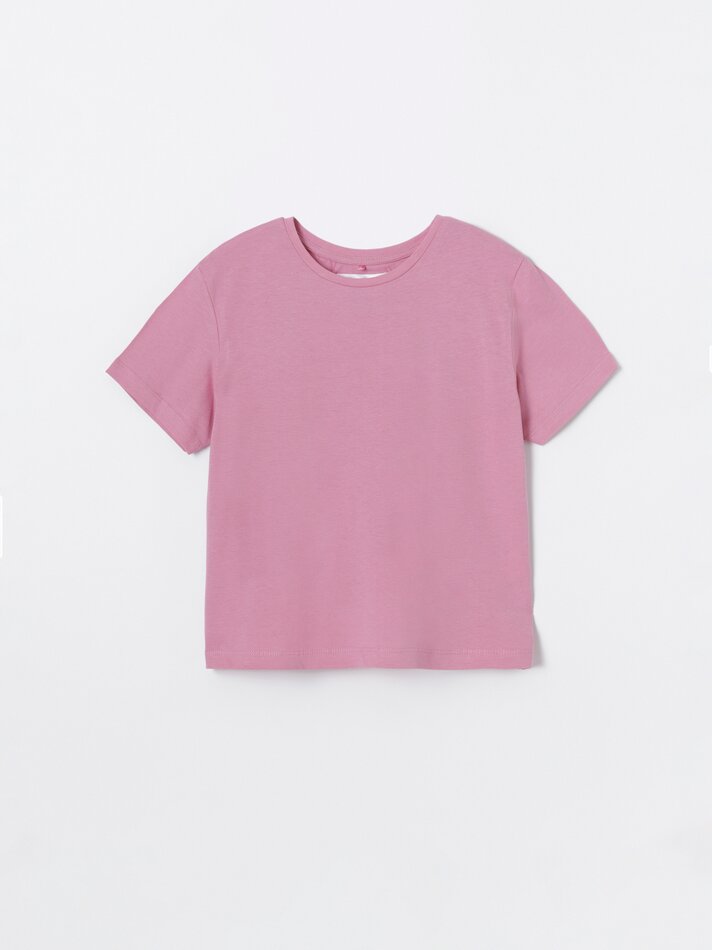 Pacote com 4 camisetas lisas de manga curta - Lilás