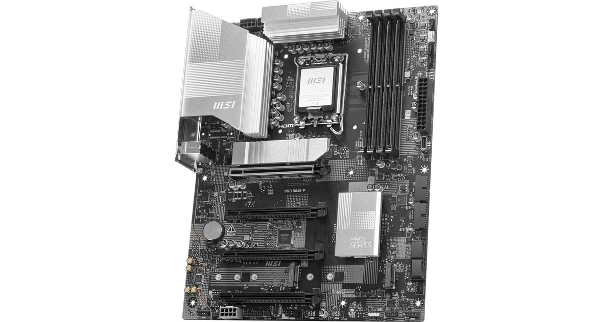MSIPRO B860-P socket 1851 moederbord  (zilver, RAID, 5Gb-LAN, Sound, ATX)